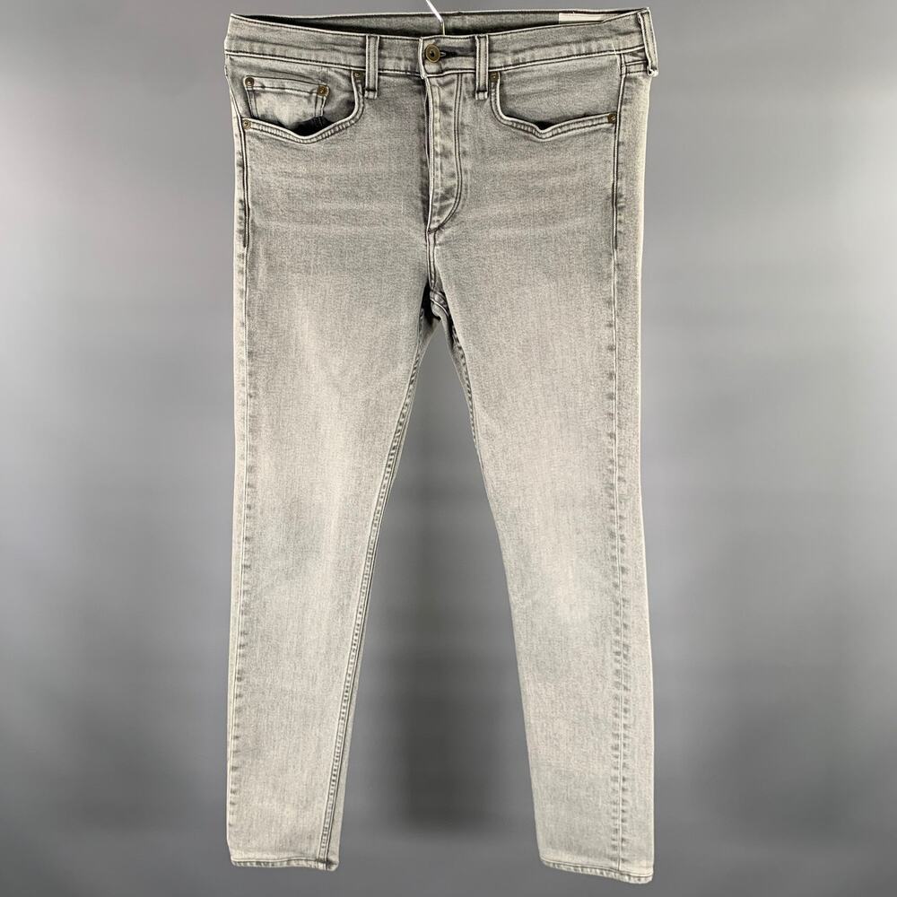 RAG & BONE Size 31 Grey Wash Cotton Blend Skinny Jeans